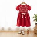 Red embroided frock