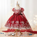 Red laced frock with trail